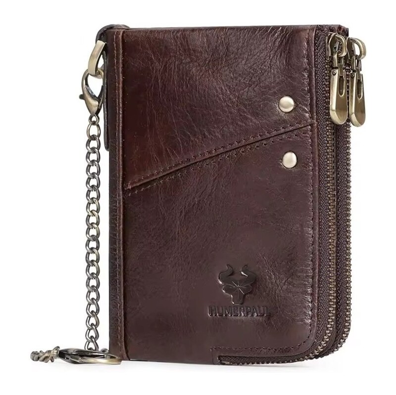 Humerpaul kožená peňaženka s retiazkou Quiot Hnedá
