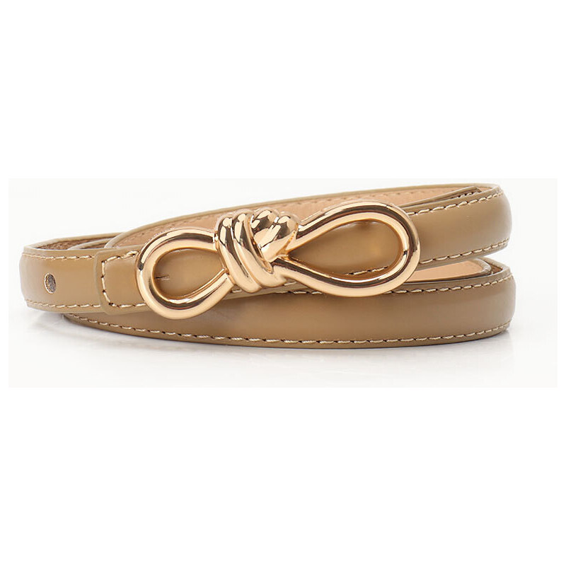 Lifestyle Dámsky tenký opasok na šaty s mašľou DUVAL Camel 65230595