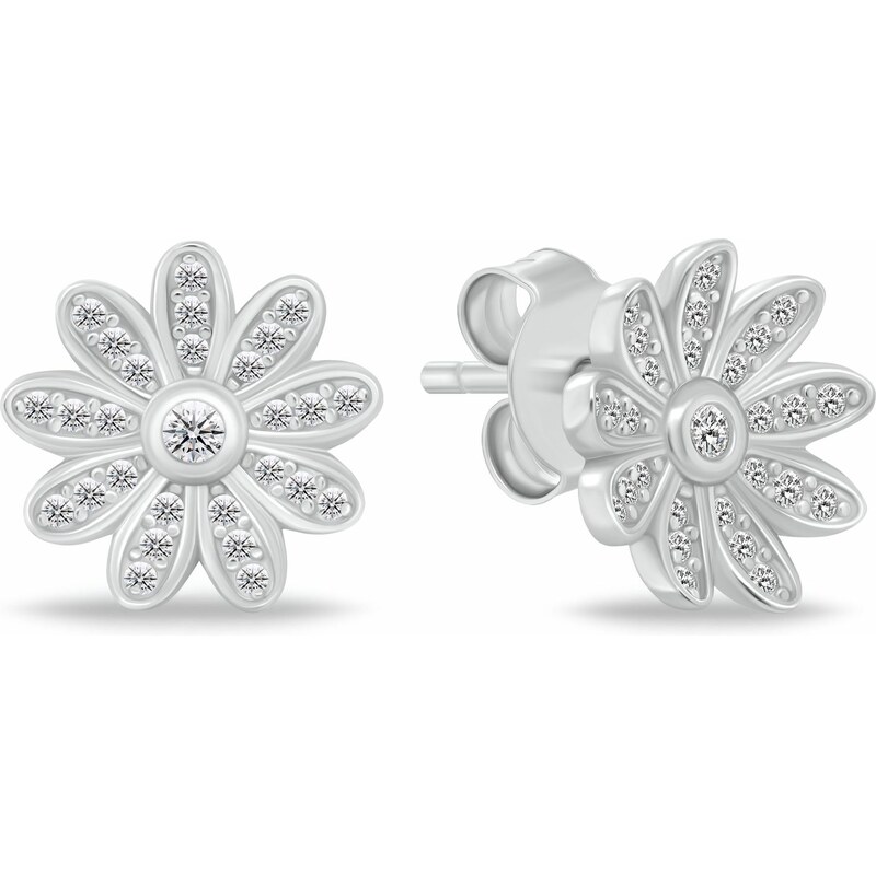 Brilio Silver Strieborné kvietkové náušnice s kubickými zirkónmi 66591426