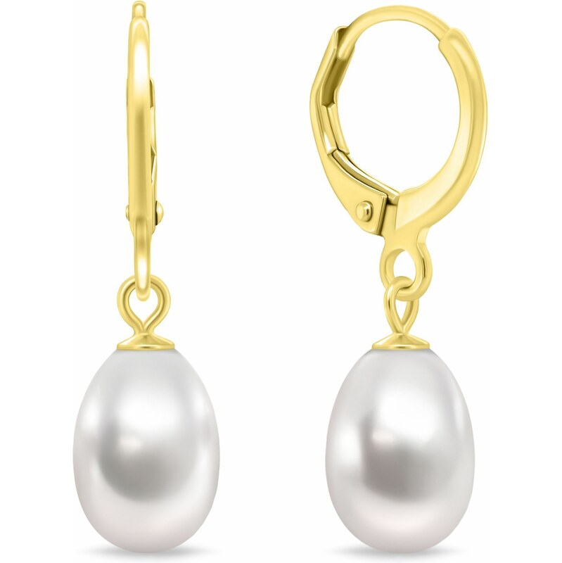 Brilio Silver Elegantné pozlátené náušnice s pravou perlou EA1199Y 66593087