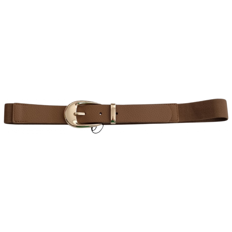 Katrins Fashion Gumíčkový hnedý opasok s prackou 65235599