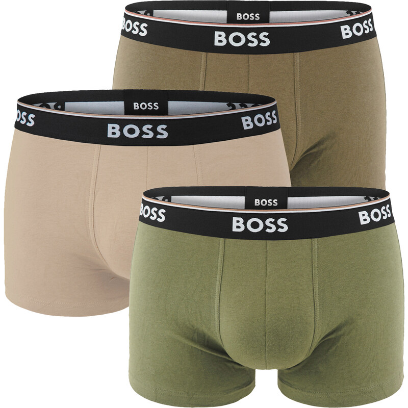 BOSS - boxerky 3PACK Power cotton stretch modern beige & forest tones 65235756