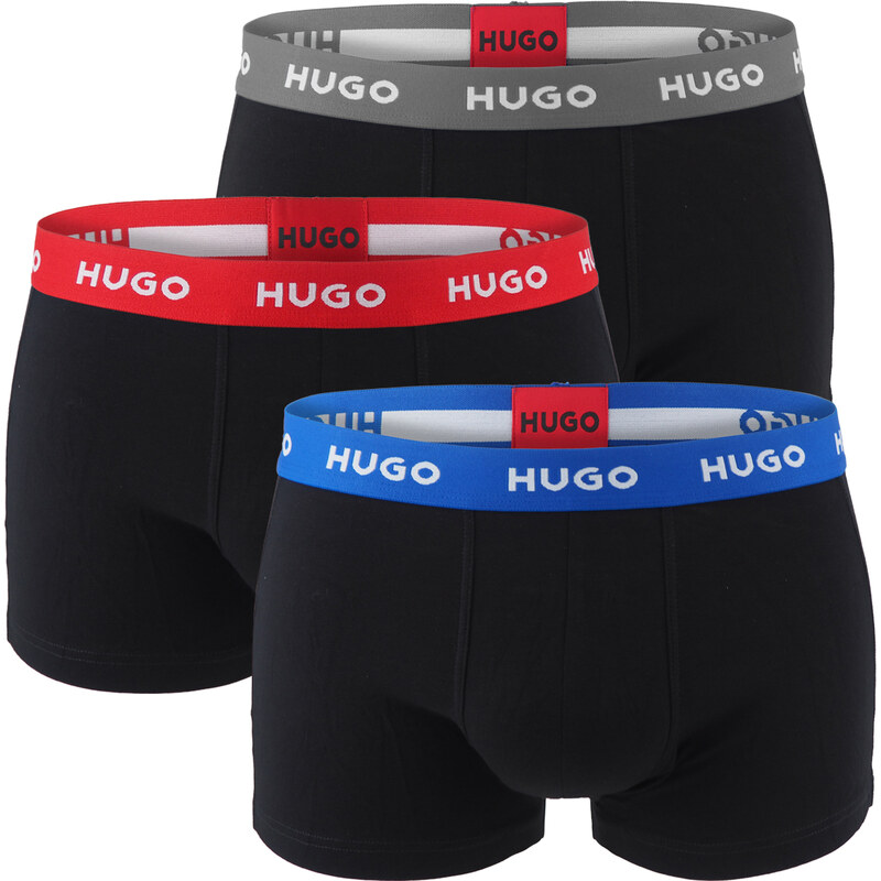 HUGO - boxerky 3PACK eco friendly cotton stretch black / modern gray & 65235759