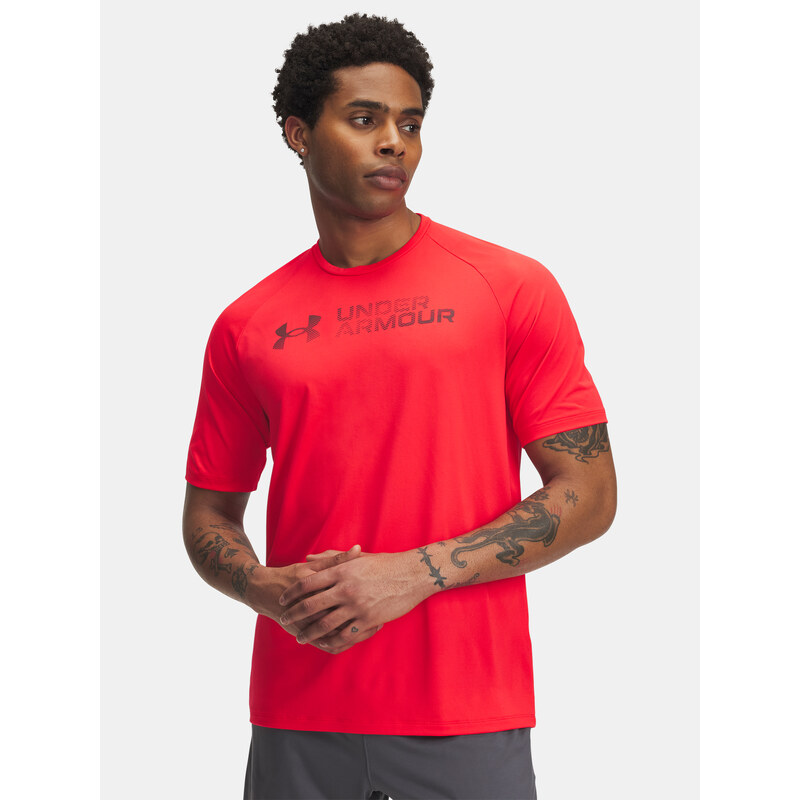Mens T-shirt Under Armour UA Tech Reflective SS-RED - Mens 65280994