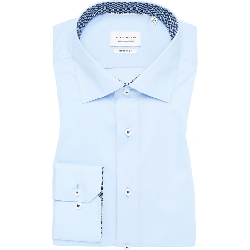Luxusná svetlo modrá pánska strečová košeľa s kontrastom ETERNA Modern 65236207