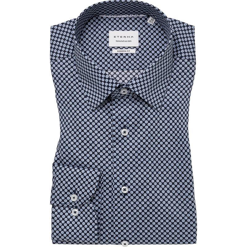 Vzorovaná nežehlivá košeľa ETERNA Modern fit Dynamic cotton v navy 65236201
