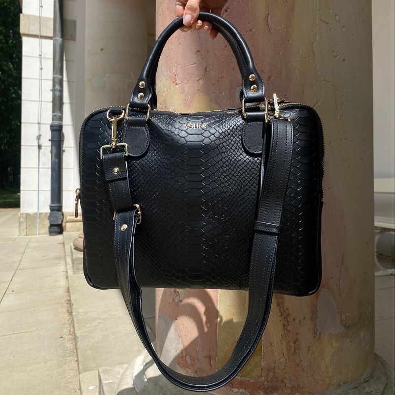 BASIC Solier Čierna aktovka/taška na notebook so vzorom FL26 BLACK 61532776