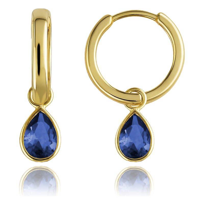 OLIVIE MINET Elegantní zlaté náušnice s tmavě modrými zirkony Au 585 64913635