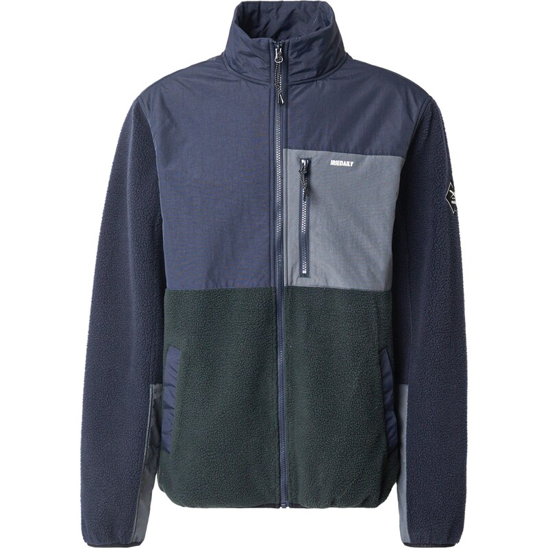 Iriedaily Flisová bunda Auf Deck námornícka modrá / sivá / tmavozelená 65834834