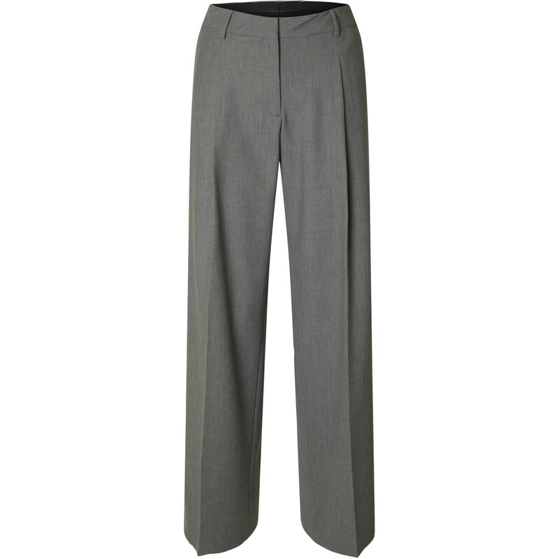 SELECTED Plisované nohavice SLFRITA LANO sivá 65237784