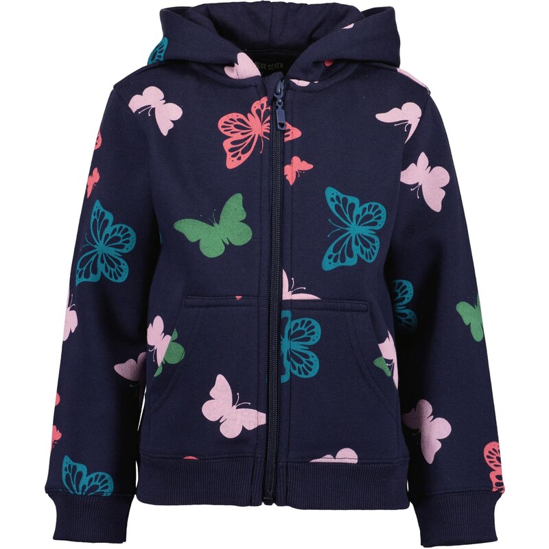 BLUE SEVEN Tepláková bunda tmavomodrá / modrozelená / zelená / 65878551