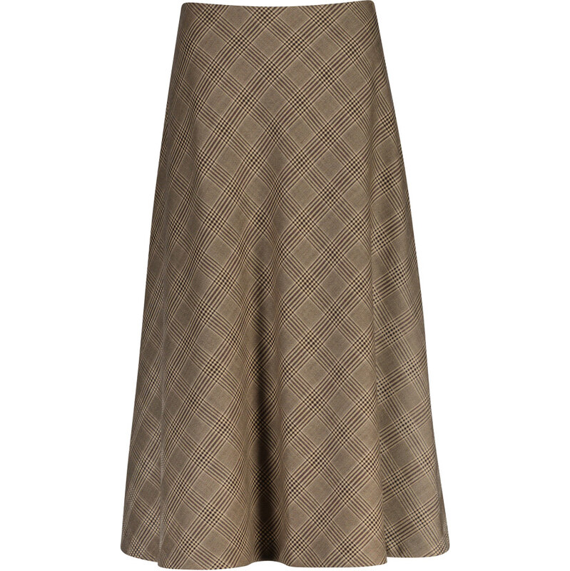 SUKŇA GANT MIDI FLARED CHECKED SKIRT DEEP BROWN 65237291