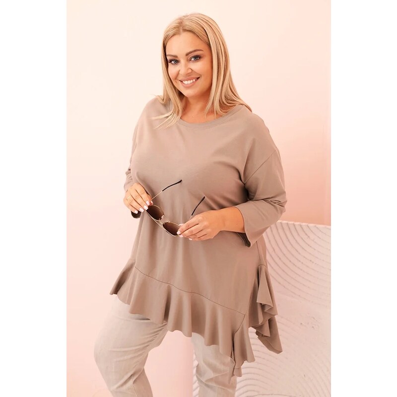 Kesi Dámska blúzka Plus Size s bavlnou, vreckom a vyhrnutým rukávom 67074640