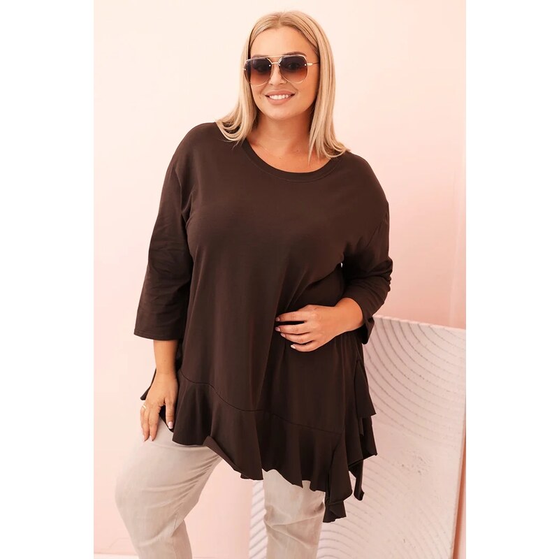Kesi Dámska blúzka Plus Size s bavlnou, vreckom a vyhrnutým rukávom 65307538