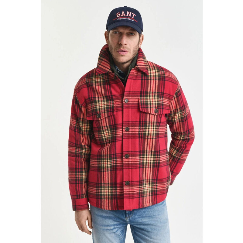 KOŠEĽA GANT REL PADDED CHECK OVERSHIRT CHERRY RED 64980712