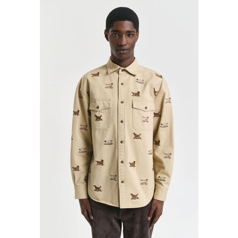 KOŠEĽA GANT REL EMBROIDERED TWILL SHIRT OAK BEIGE 65051936