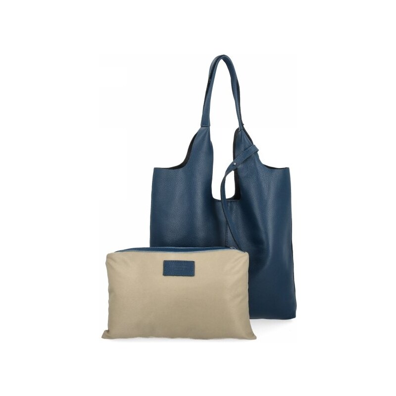 Kožené kabelka shopper bag Vittoria Gotti tmavo modrá 165 65238654