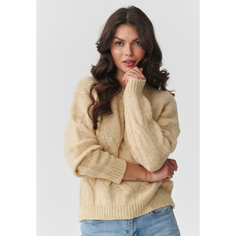 Makadamia Dámsky pulóver z mohéru a vlny | béžová s169 65243901