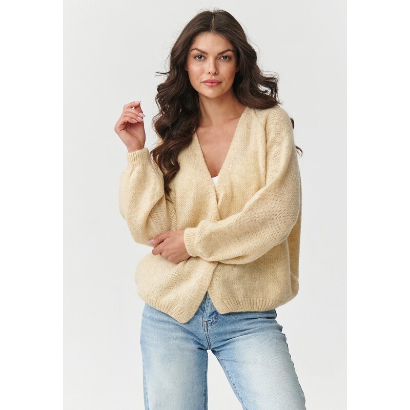 Makadamia Dámsky krátky sveter s buffovými rukávmi | béžová s170 65243902