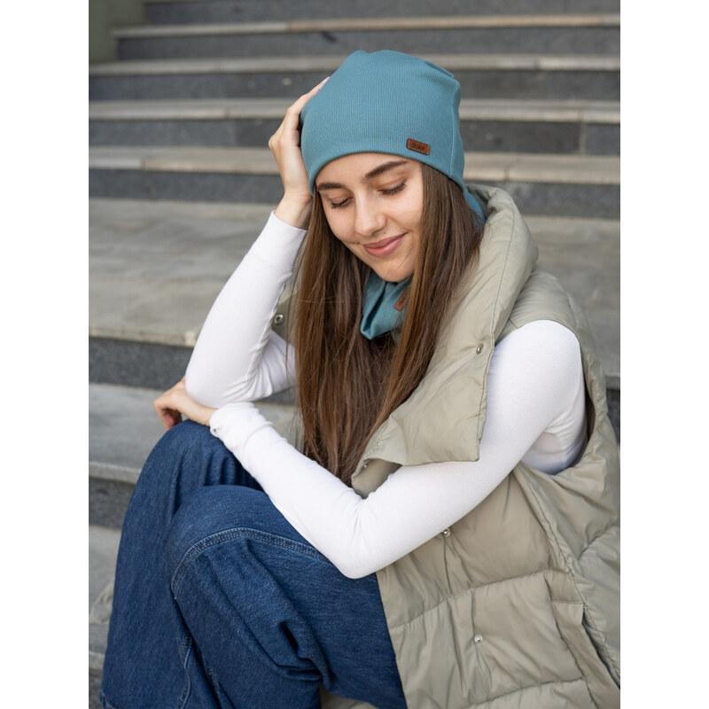 DOKE Set Bavlnená čiapka a nákrčník organic rib hydro 65244508