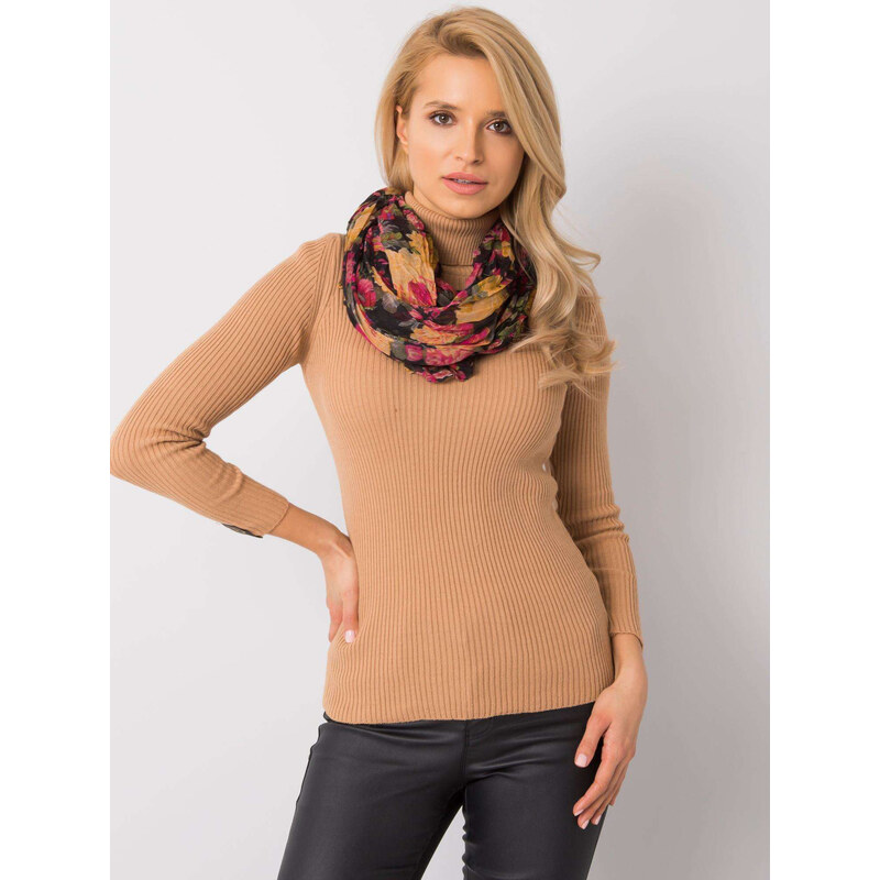 BASIC Čierna šatka s motívom žltých a ružových kvetov AT-CH-73-black 20469269