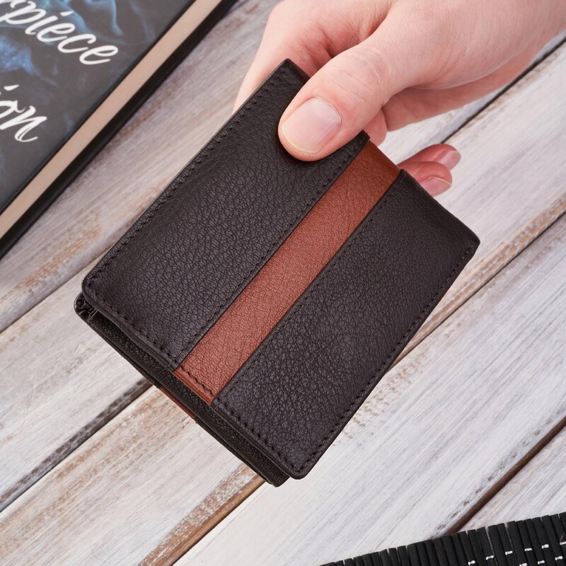 Brodrene Pánska elegantná kožená peňaženka malá klasická | hnedá G 65247487