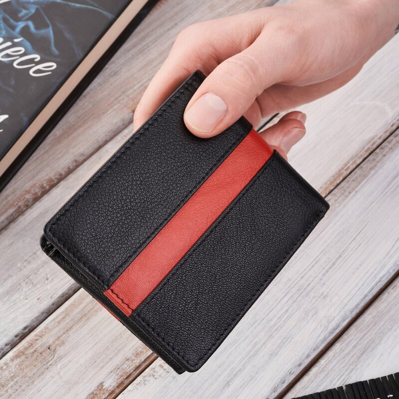 Brodrene Pánska elegantná kožená peňaženka malá klasická | čierna G 65247488