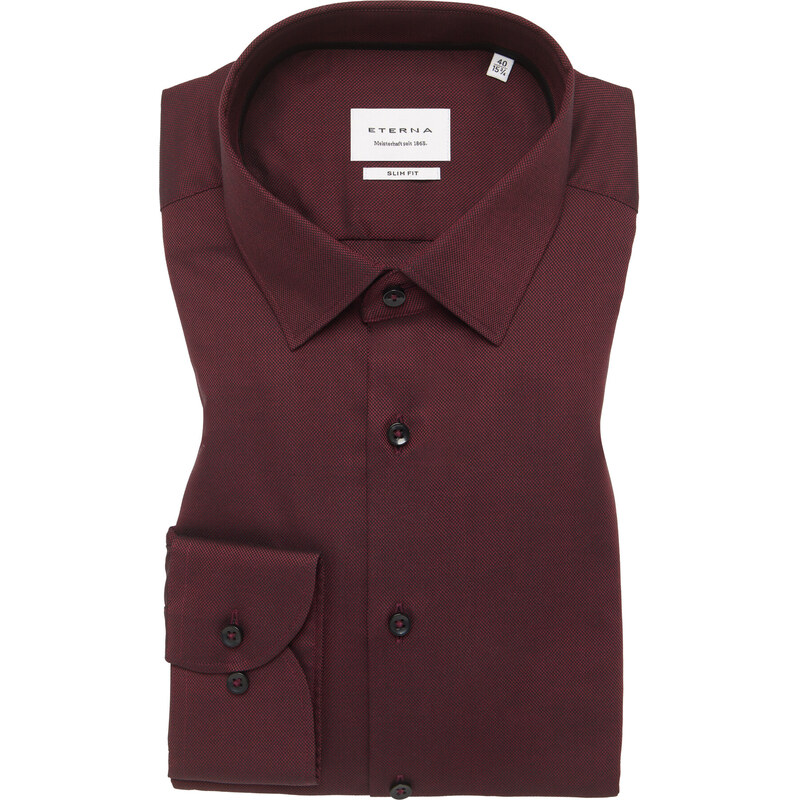 Pánska elegantná Natté bordová košeľa ETERNA Slim fit zo 100% bavlny 65247506