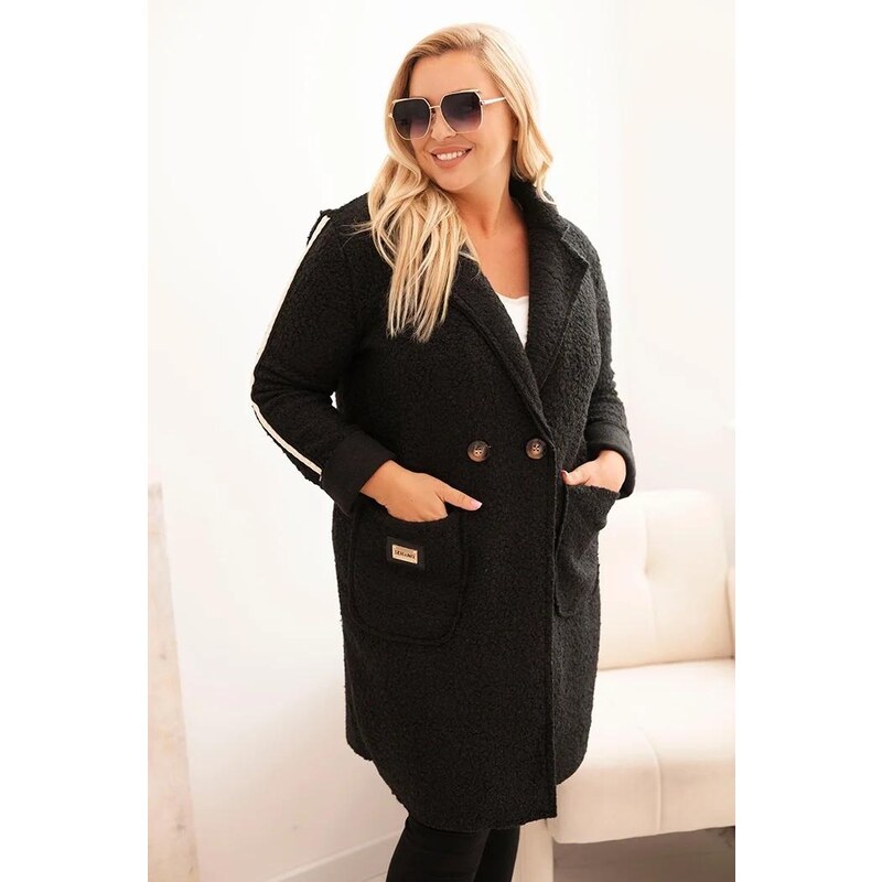 MladaModa Oversize kabát z umelého baránka s veľkými vreckami model 65708817