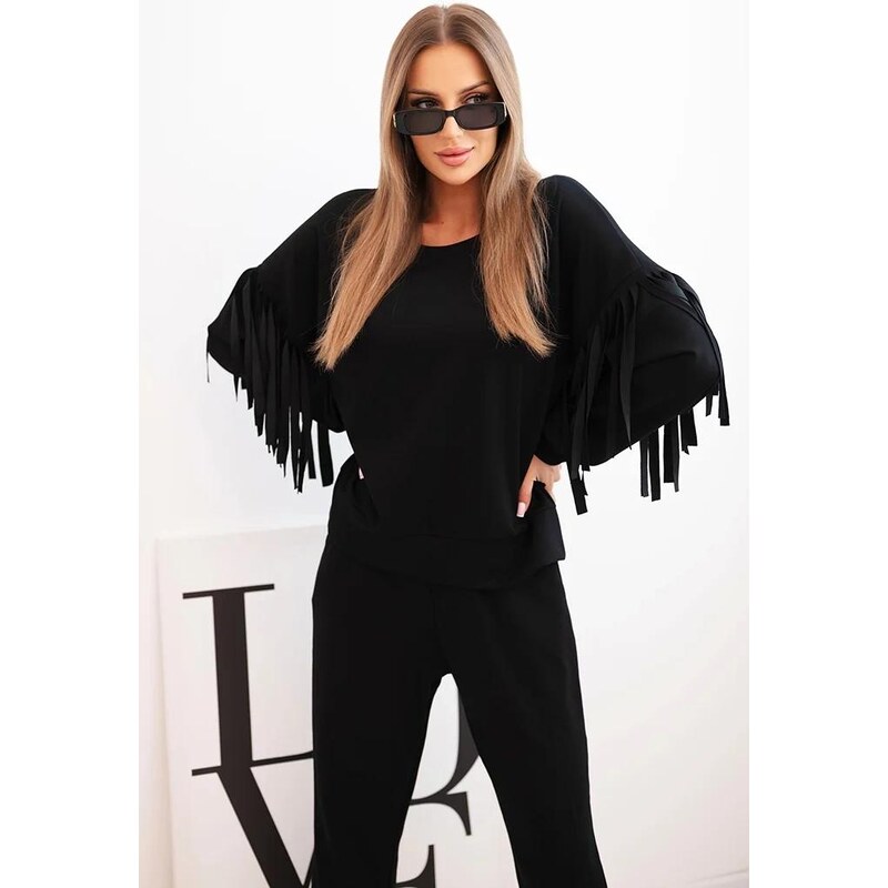 MladaModa Viskózová tepláková súprava so strapcami na rukávoch model 65258609