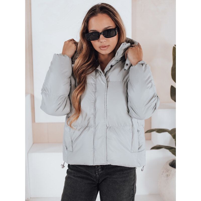 BASIC Sivá dámska prešívaná bunda COLLAR TY5190 65249468