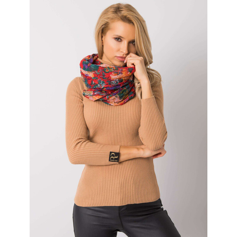 BASIC Červená šatka s motívom kvetín -AT-CH-73-red 20469270