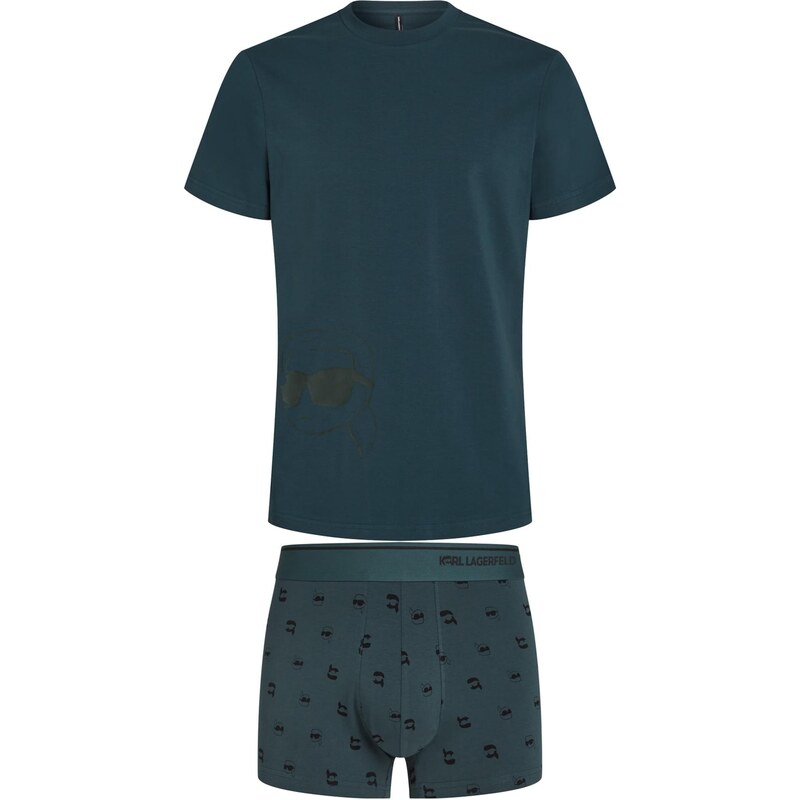 Karl Lagerfeld Krátke pyžamo Ikon modrozelená / čierna 65253510