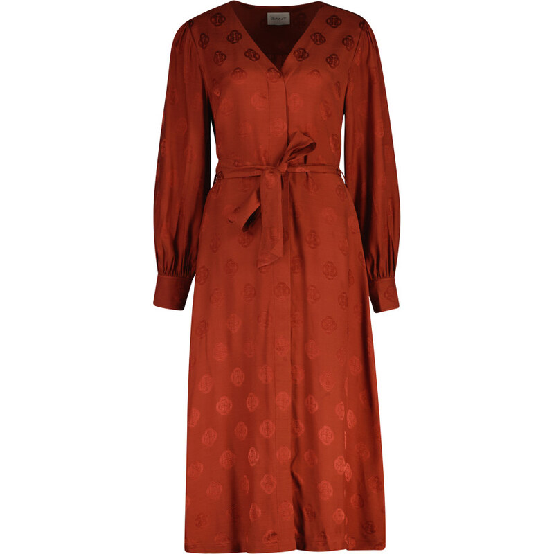 ŠATY GANT MIDI JACQUARD DRESS MODERN RUST 65251847