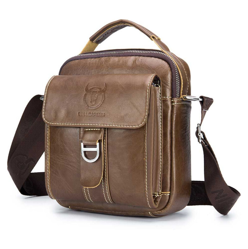 Bullcaptain pánska kožená taška messenger Perpet Hnedá 65226956