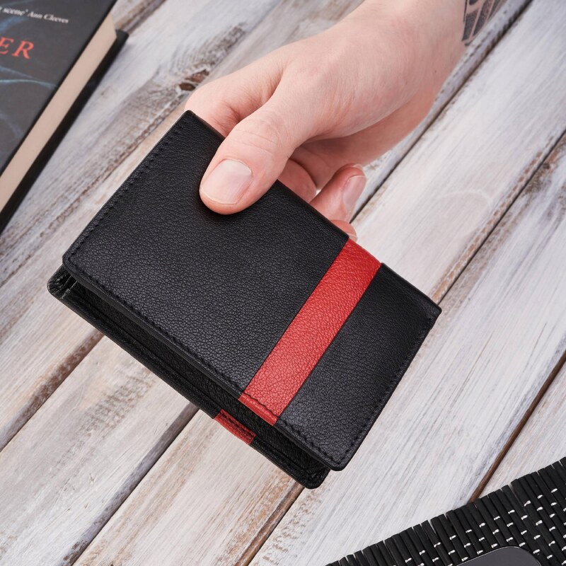 Brodrene Pánska kožená peňaženka klasická | čierna G-117MN/BLRED 65258491