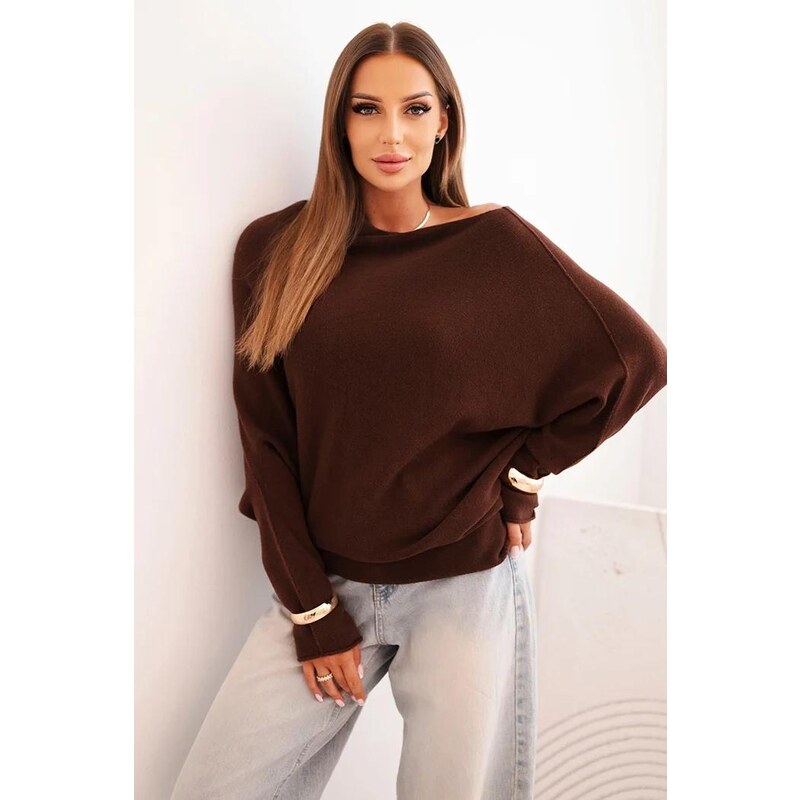 MladaModa Asymetrický sveter s netopierími rukávmi model IT95 65258571