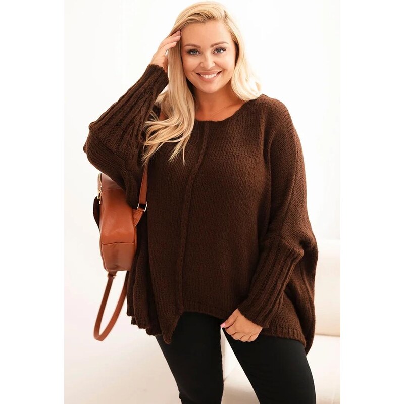 MladaModa Asymetrický oversize sveter vo voľnom strihu model IT86 65258590