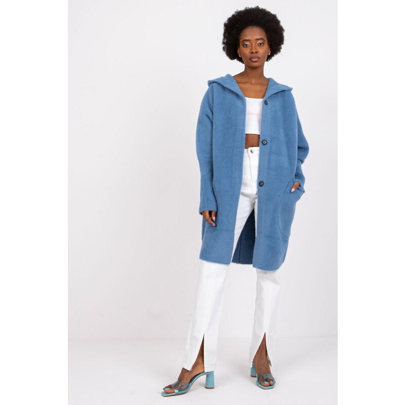 MladaModa Alpaka kabát Carolyn s netopierími rukávmi a kapucňou farba 65258680