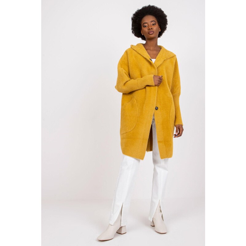 MladaModa Alpaka kabát Carolyn s netopierími rukávmi a kapucňou 65258681