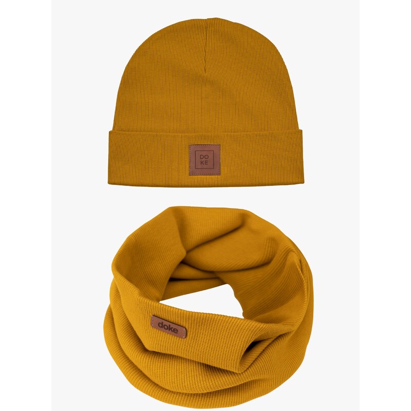 DOKE Detský set bavlnená ciapka a nákrčník organic ed brown do 11 65260467