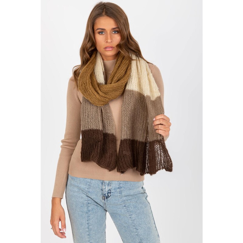 MladaModa Viacfarebný úpletový dámsky šál model 27194 svetlý béžový 65626945