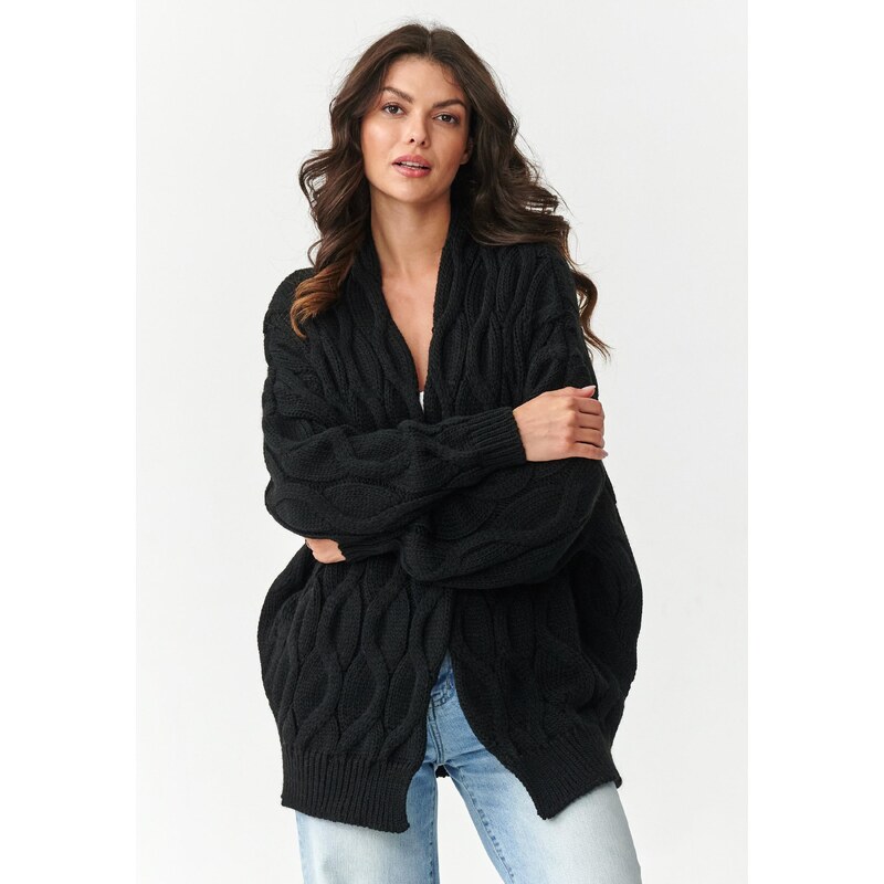 Makadamia Dámsky kardigán v hrubej väzbe | čierna S163 65262188