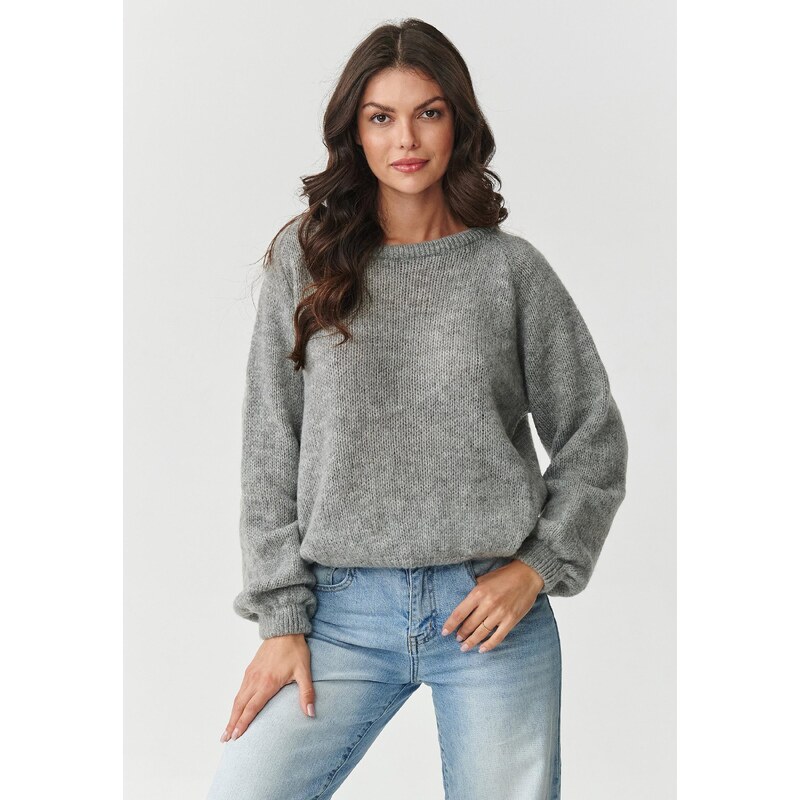 Makadamia Dámsky pulóver z mohéru a vlny | šedá s168 65262201