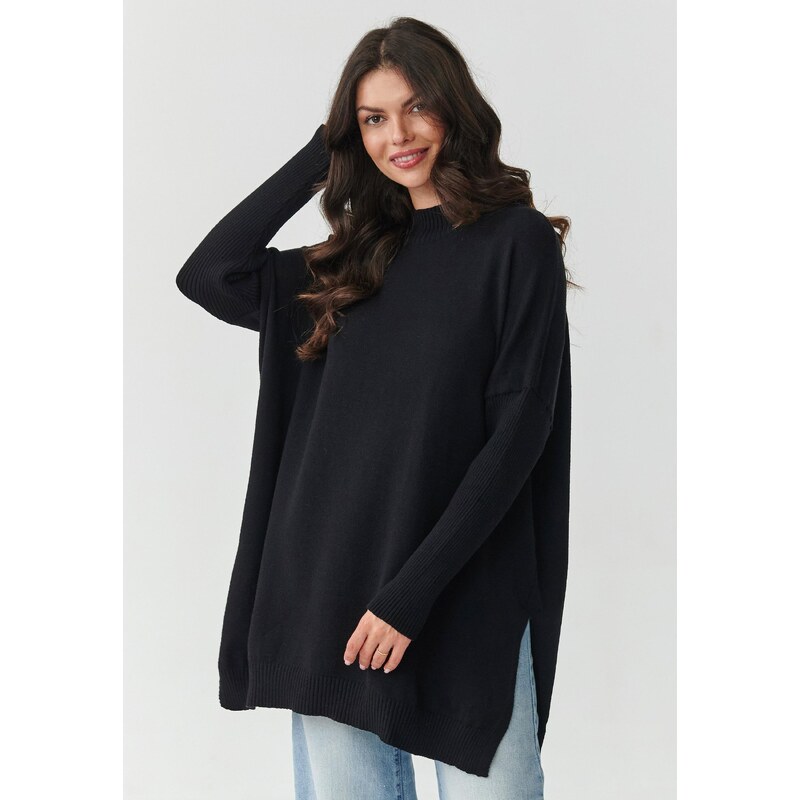 Makadamia Viskózový dámsky oversize sveter | čierna S164 65262193