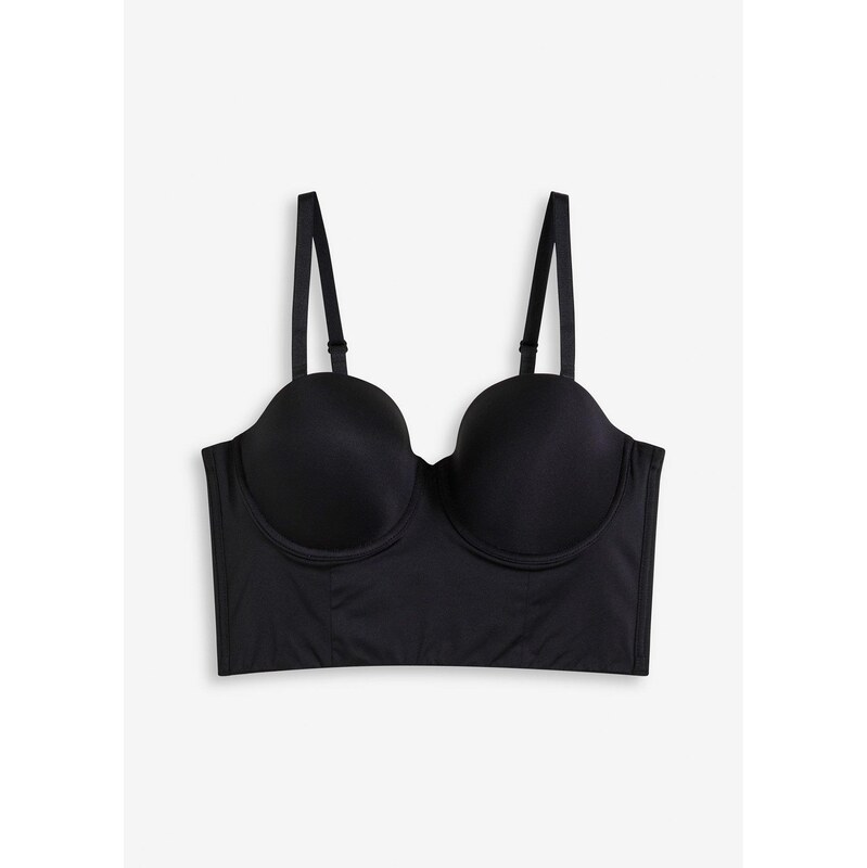 bonprix Vystužená podprsenka multiway, lesklý efekt, farba čierna 65262384