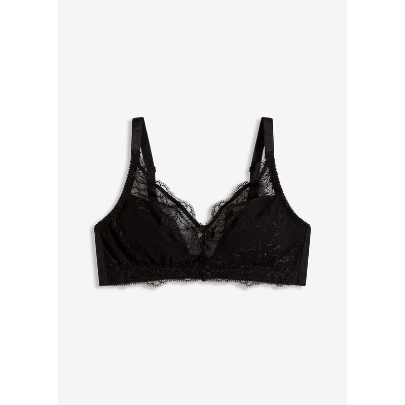 bonprix Podprsenka bralette s výšivkou, farba čierna 65262405