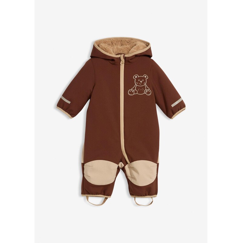 bonprix Detský overal Softshell, plyšový flís, farba hnedá 65262499