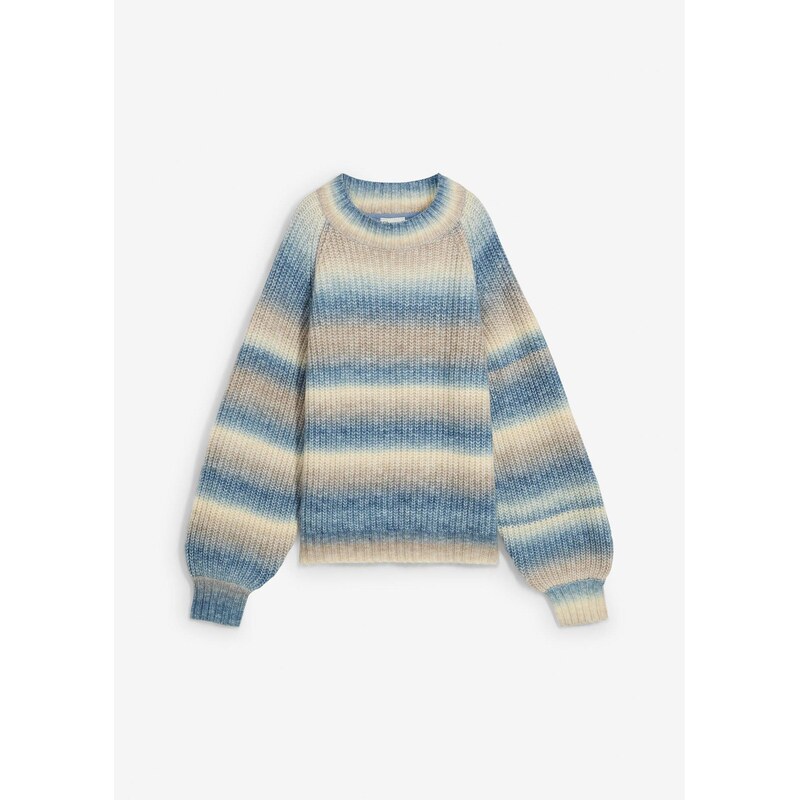 bonprix Vrúbkovaný pulóver z mäkkého vlneného mixu, farba béžová 65262537