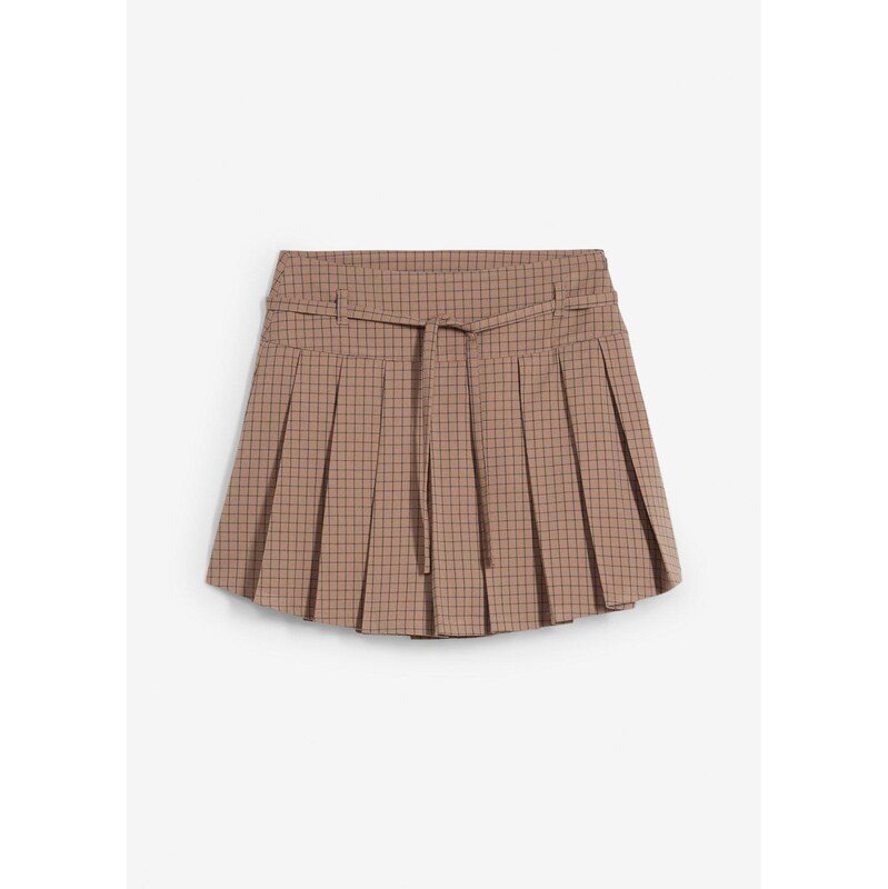 bonprix Nohavicová sukňa so záhybmi, farba hnedá 65262546